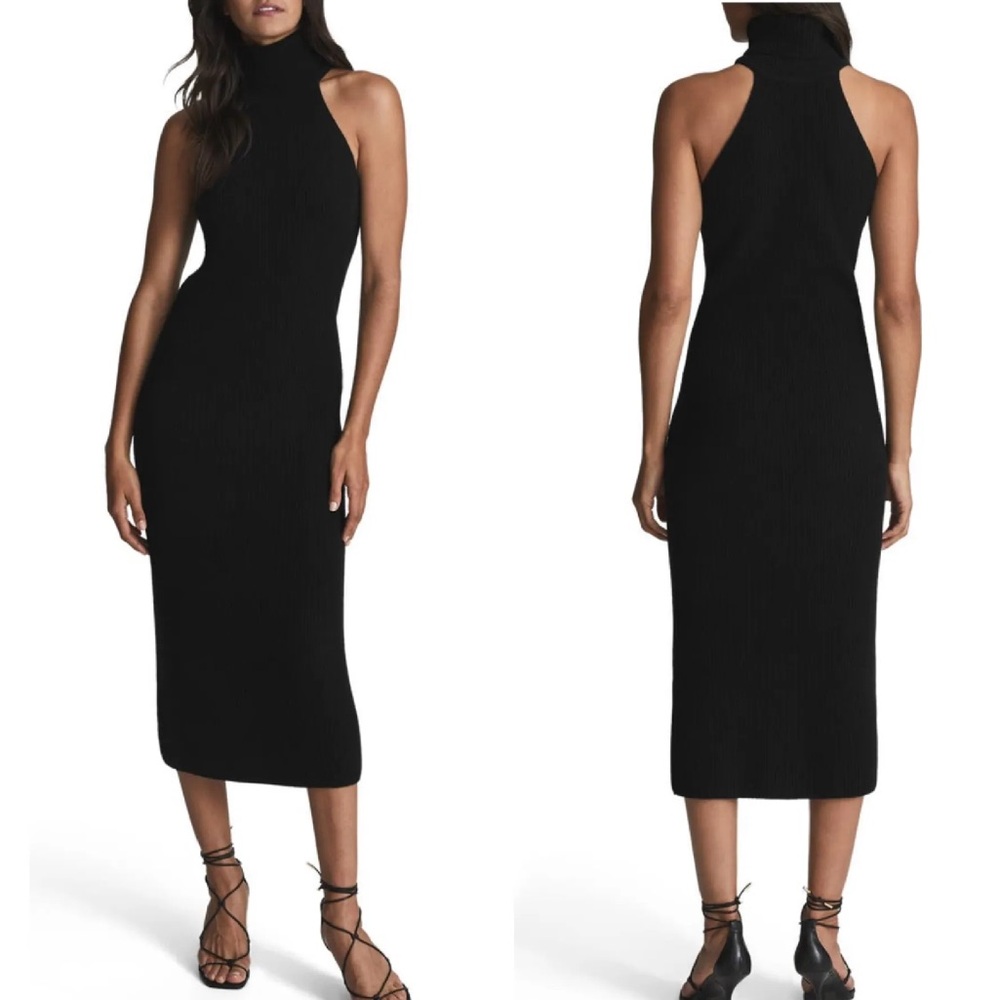 Reiss Cashmere Wool Blend Women’s Clemmy Sleeveless Knitted Dress Black SZ Small